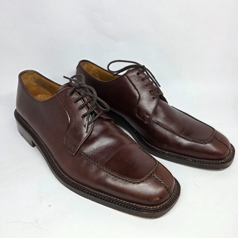 Magnanni Mens Brown Leather Split Toe Leather Sole Derbys Size US 12 M UK 11 M